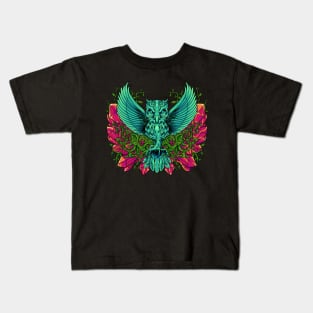 Aesthetic owl with tendrils and crystals Kids T-Shirt